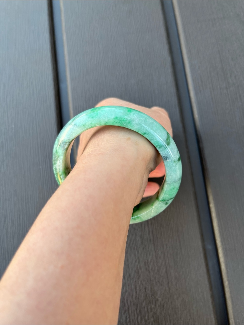 BW072-L 57.6mm Certified Untreated Grade A Burmese Jadeite Bangle Jade Bracelet - Picture 11 of 17